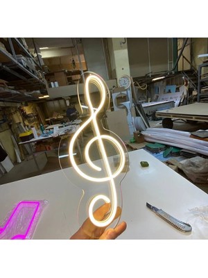 Deccor Evim Müzik Sol Anahtarı Neon LED Tabela