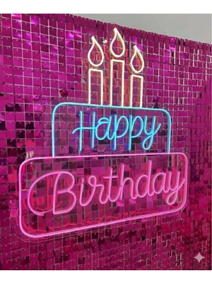 Deccor Evim Happy Birthday Neon LED Tabela Organizasyon Doğum Günü Mutlu Yıllar