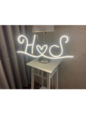 Deccor Evim Nişan Isteme Düğün Organizasyon Çift Harfleri Neon LED