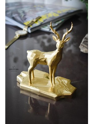 Jeane Home Decor Kubik Dekoratif Geyik Figür Biblo Obje Gold Renk Yılbaşı Geyiği Premıum