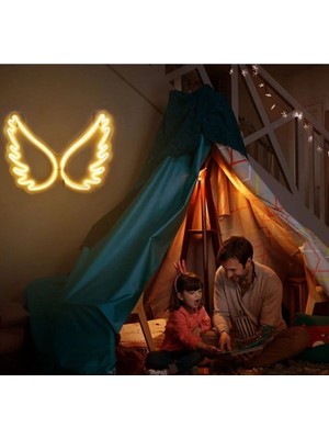 Deccor Evim Melek Kanadı Neon LED Duvar Aydınlatma