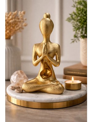 Ersu Store 22CM Tasarım Yoga Bbeden Zihin Meditasyon Figürü Ofis Ev Biblo Obje Hediyelik