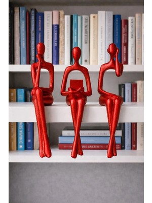 Ersu Store 21CM Iskandinav Tarz Dekoratif 3 Adet Soyut Düşünen Heykel Biblo Ev Dekorasyon Raf Dekoru