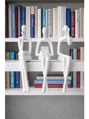 Ersu Store 21CM Iskandinav Tarz Dekoratif 3 Adet Soyut Düşünen Heykel Biblo Ev Dekorasyon Raf Dekoru