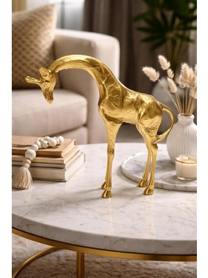 Ersu Store 24 cm Gold Altın Varak Dekoratif Ev Ofis Şık Tasarım Hediyelik Obje Biblo Zürafa