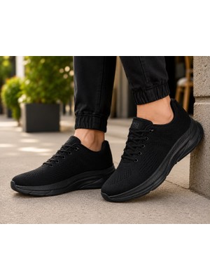 Goodyer Ünisex Siyah Hava Alabilen Rahat Esnek Triko Sneakers Spor Ayakkabı