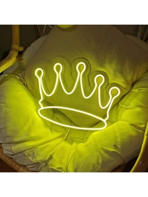 Deccor Evim Kral Kraliçe Tacı Neon LED Duvar Aydınlatma