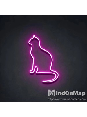 Deccor Evim Cat - Kedi Neon LED Tabela