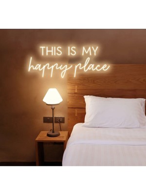 Deccor Evim This Is My Happy Place Neon LED Işıklı Yazı