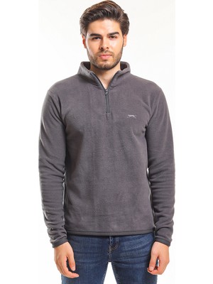 Slazenger SANNE IN Erkek Dik Yaka Fermuarlı Koyu Gri Polar