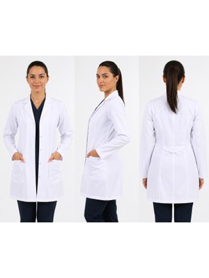 İba Medikal Kadın Beyaz Klasik Yaka Doktor Hemşire Öğretmen Vizit Önlük
