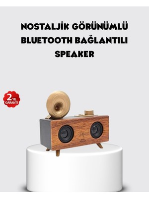 ÖNÇ - PRİME Retro Gramofon Tasarımlı Bluetooth Hoparlör – 3D Stereo Ses 1800 Mah Batarya