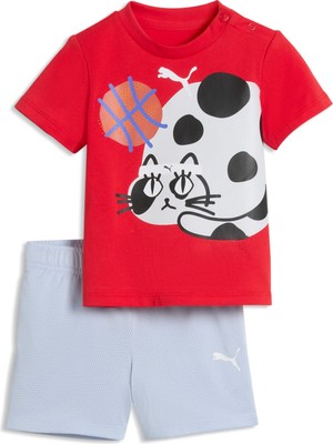 Puma Sporty Cats Tee & Short Set Çocuk Kırmızı Eşofman Takımı 63600911