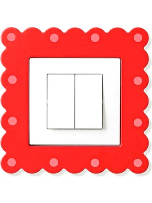 PureText Wavyhaus | Hikari Dotty El Yapımı Priz ve Anahtar Çerçevesi | 14X14CM | Kırmızı-Pembe