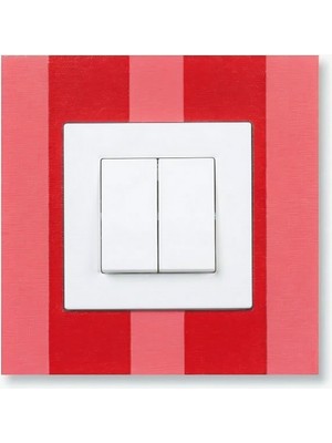 PureText Wavyhaus | Hikari Geo El Yapımı Priz ve Anahtar Çerçevesi | 14X14CM | Kırmızı-Pembe