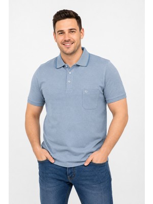 Bihan Store Erkek Polo Yaka Battal Boy Tişört 650-AÇIK Mavi