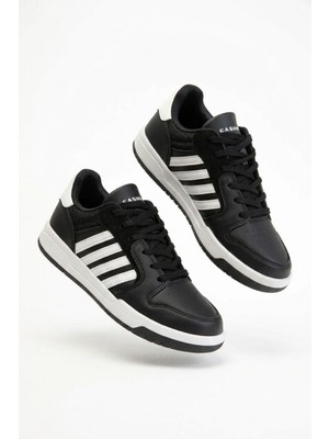 Zerenyus HMNT-2499 Premium Çizgili Siyah Beyaz Unisex Sneaker