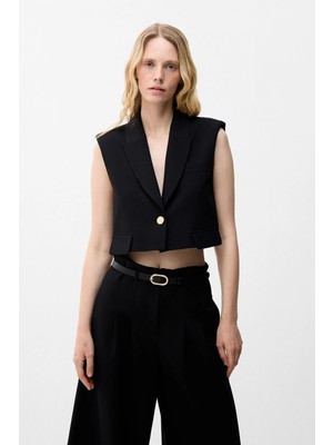 adL  Crop Yelek Siyah 17945760002