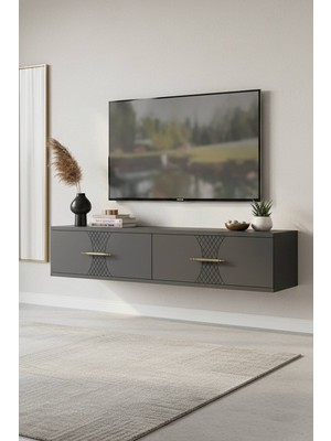 Yumedi Design DA1232A - Merve Dresuar , Antre Hol Rafı, Duvara Montaj Tv Sehpası 120CM Antrasit