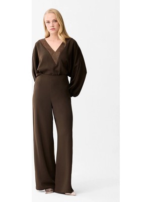 Love My Body  Geniş Paça Pantolon Kahve 153LO067000