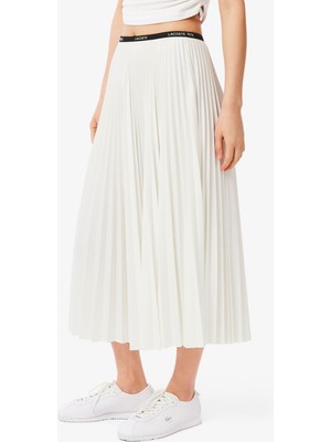 Lacoste Women's Pleated Skirt Pileli Kadın Etek Beyaz