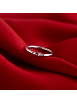 GIBYJEWEL Ince Bantlı 925 Ayar Minimal Beştaş Gümüş  Alyans Yüzük
