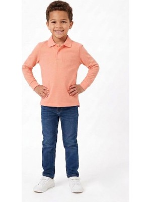 Nacar Store Unisex Çocuk Uzun Kollu Polo Yaka Lakost Okul Tişörtü