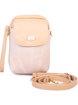 Prettyzys Nas Bag Kadın Mini Telefonluk Çapraz Çanta (En 10 cm , Boy 16 Cm) Camel