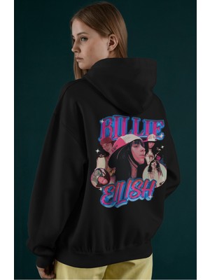 Sevbano Billie Eilish Şarkıcı Sırt Baskılı Unisex Oversize Penye Hoodie