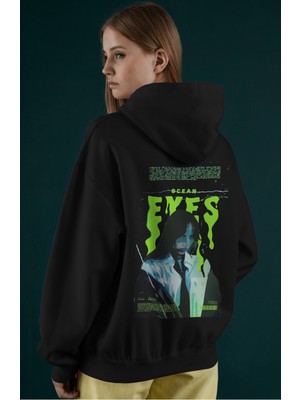 Sevbano Billie Eilish Şarkıcı Sırt Baskılı Unisex Oversize Penye Hoodie