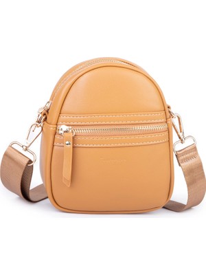 Prettyzys Nas Bag Kadın Mini Telefonluk Postacı Çantası (En : 14 cm ; Boy: 18 cm ) Taba