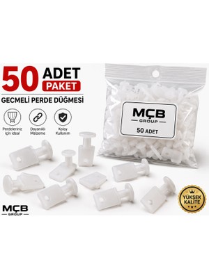 Mçb Group Dikmeli Perde Düğmesi 50 Adet Beyaz Plastik Perde Ruleti Perde Sabitleme Aparatı