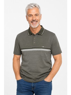 Bihan Store Erkek Jakarlı Pano Polo Yaka Tişört 1968-HAKI