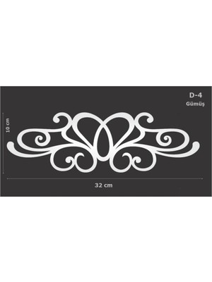 Buççin Online Mağaza  Dekoratif Yapışkanlı Mobilya Dolap Süsü Gümüş 32 x 10 cm Aynalı Pleksi D-4 Gümüş