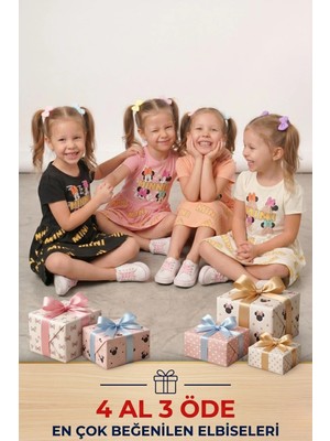 New Kids Kız Elbise 4 Lü Set Çocuk  Elbise 4 Al 3 Öde