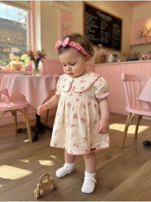 Beyzco Kids Kız Bebek Bandanalı Çiçek Desenli Elbise