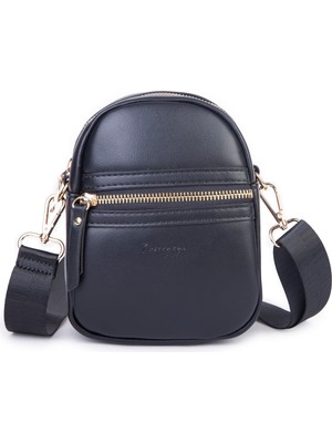 Prettyzys Nas Bag Kadın Mini Telefonluk Postacı Çantası (En : 14 cm ; Boy: 18 cm ) Siyah