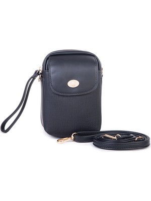 Prettyzys Nas Bag Kadın Mini Telefonluk Çapraz Çanta (En 10 cm , Boy 16 Cm) Siyah