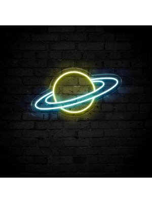 Buççin Online Mağaza  Neon LED Dekoratif Duvar Aydınlatması - Çocuk Odası - Gezegen - Satürn - Pleksi Plastik Bej