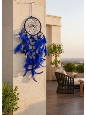Buççin Online Mağaza  Dreamcatcher -Düş Kapanı-Rüya Kapanı-Rüya Kovucu_halka Çapı 12 cm Plastik Lacivert