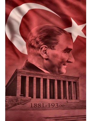 Buççin Online Mağaza  Ahşap Atatürk Bayrak ve Mabed Duvar Poster Ahşap Çok Renkli