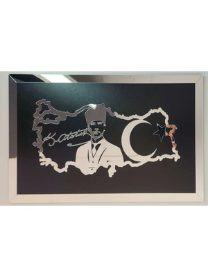 Buççin Online Mağaza  Atatürk Türkiye Haritası Dekorasyon Ürünü 48X30 Akrilik Çok Renkli
