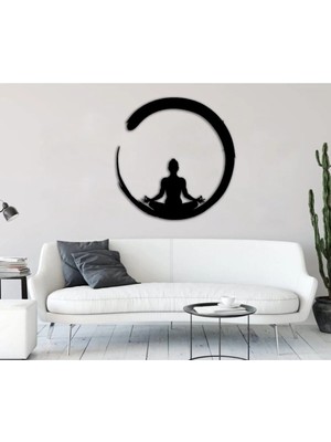 Buççin Online Mağaza  Siyah Ahşap Yoga Yapan Kadın Duvar Dekoru - Salon Oturma Yatak Odası Ofis Için 40X40 cm Tablo Ahşap
