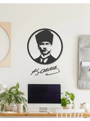 Buççin Online Mağaza  Atatürk Portresi Ahşap Duvar Dekoru Ahşap Siyah