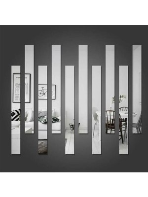 Buççin Online Mağaza  Lucitart Şerit Duvar Süs Gümüş Aynalı Pleksi (6’lı Set) 2.5 cm 80 cm Akrilik Gümüş