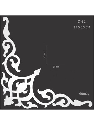 Buççin Online Mağaza  Dekoratif Yapışkanlı Mobilya Dolap Süsü Gümüş 15 x 15 cm Köşe Aynalı Pleksi D-62 Gümüş