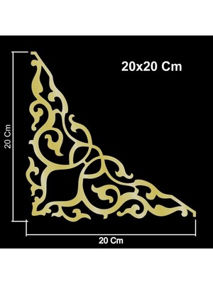 Buççin Online Mağaza  Dekoratif Yapışkanlı Mobilya Dolap Süsü Dekor Bordür 20 x 20 cm Köşe Aynalı Pleksi Gold Akrilik Altı
