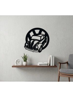 Buççin Online Mağaza  Vw Beetle Vosvos Temalı 3D Duvar Dekoru - 22 cm Tablo Plastik Siyah