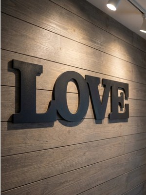 Buççin Online Mağaza  Love Yazılı Duvar Dekoru | Salon, Ofis, Yatak Odası Için Duvar Aksesuarı Ahşap Siyah