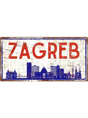 Buççin Online Mağaza  Zagreb Silüetli Dekoratif Alüminyum Tabela - Zagreb Manzaralı Metal Duvar Dekoru - 10CM x 20CM Metal